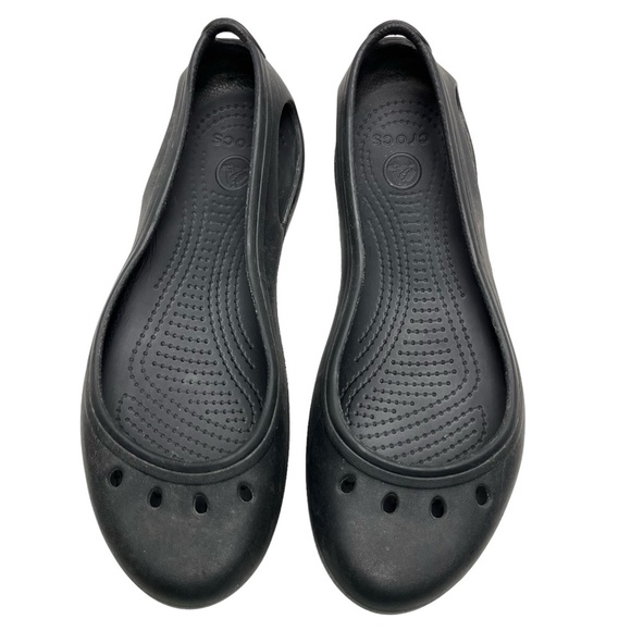 CROCS Black Slip On Round Toe Rubber Waterproof Flats Loafers Casual Shoes sz 8 - Picture 7 of 16